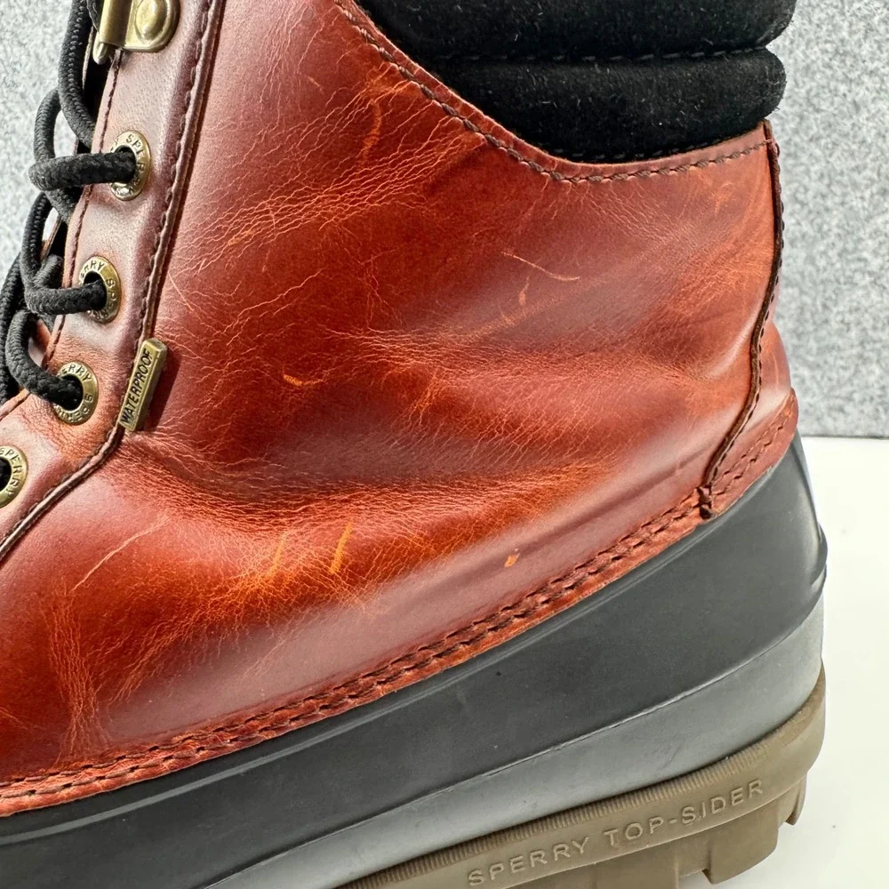 Sperry Avenue Duck Boots Mens 10 Brown Black Waterproof Leather STS10548